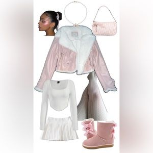 Pink Jacket W/ White Fur Lapel